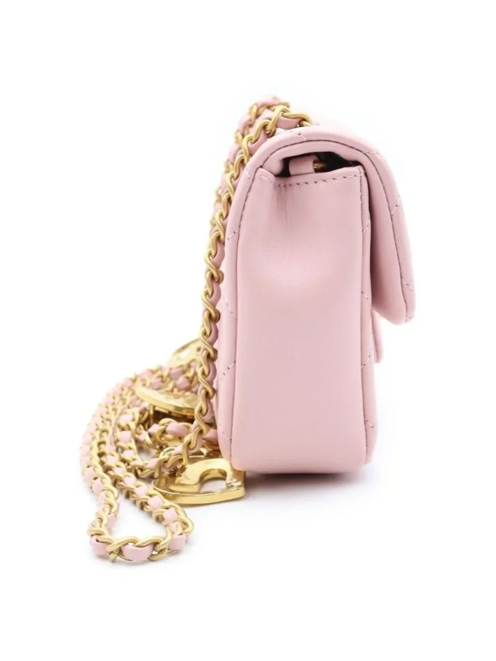 Chanel Mini Quilted 17 Chain Shoulder Bag Lambskin Pink